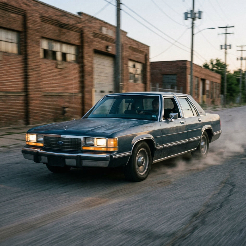 Action Shot: Ford Crown Victoria Driving Fast