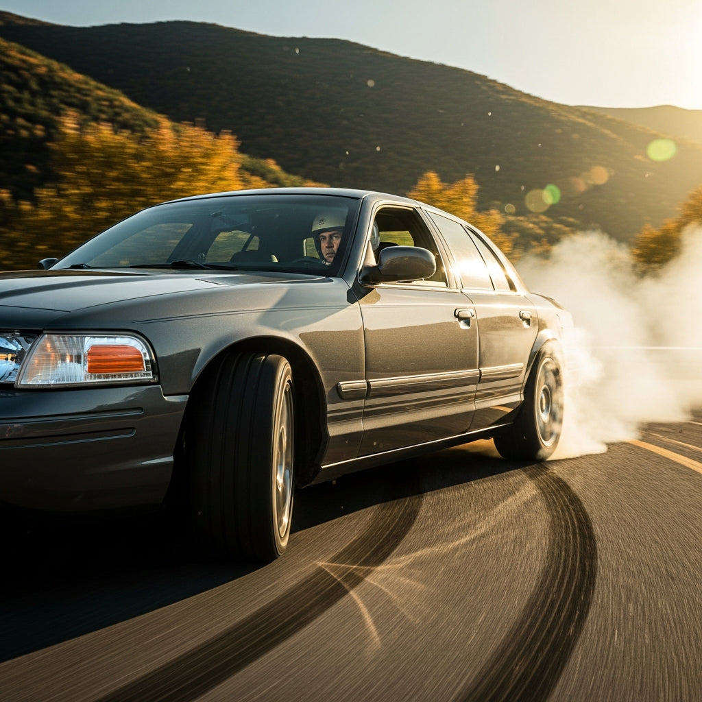 Action Shot: Ford Crown Victoria Driving Fast