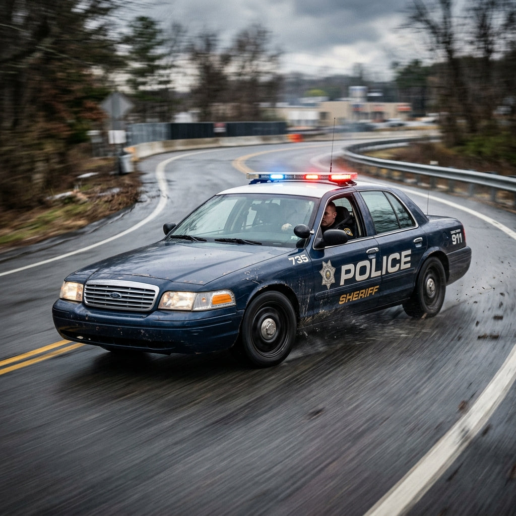 Action Shot: Ford Crown Victoria Driving Fast