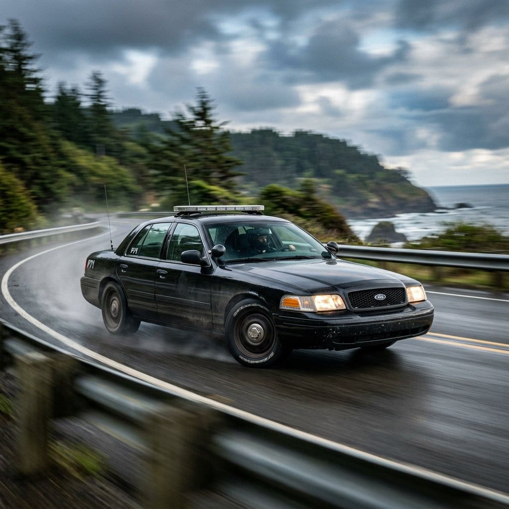 Action Shot: Ford Crown Victoria Driving Fast