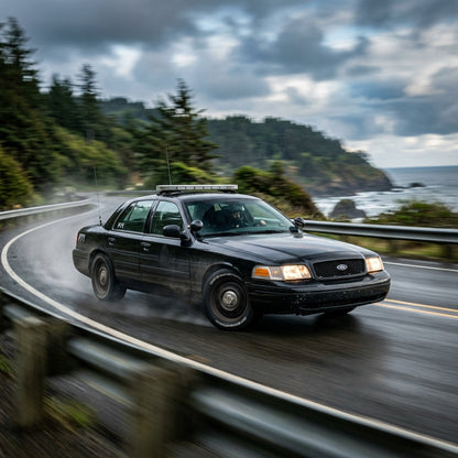 Action Shot: Ford Crown Victoria Driving Fast