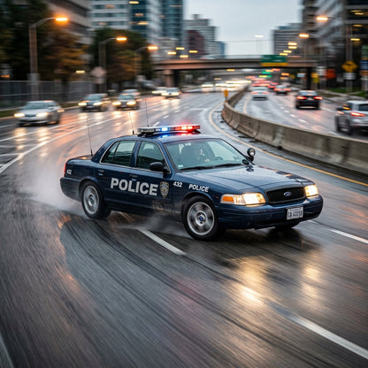 Action Shot: Ford Crown Victoria Driving Fast