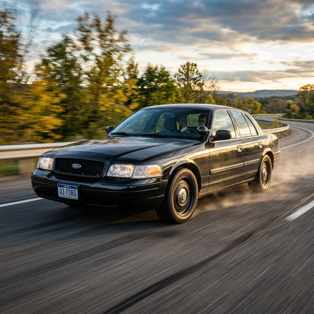 Action Shot: Ford Crown Victoria Driving Fast