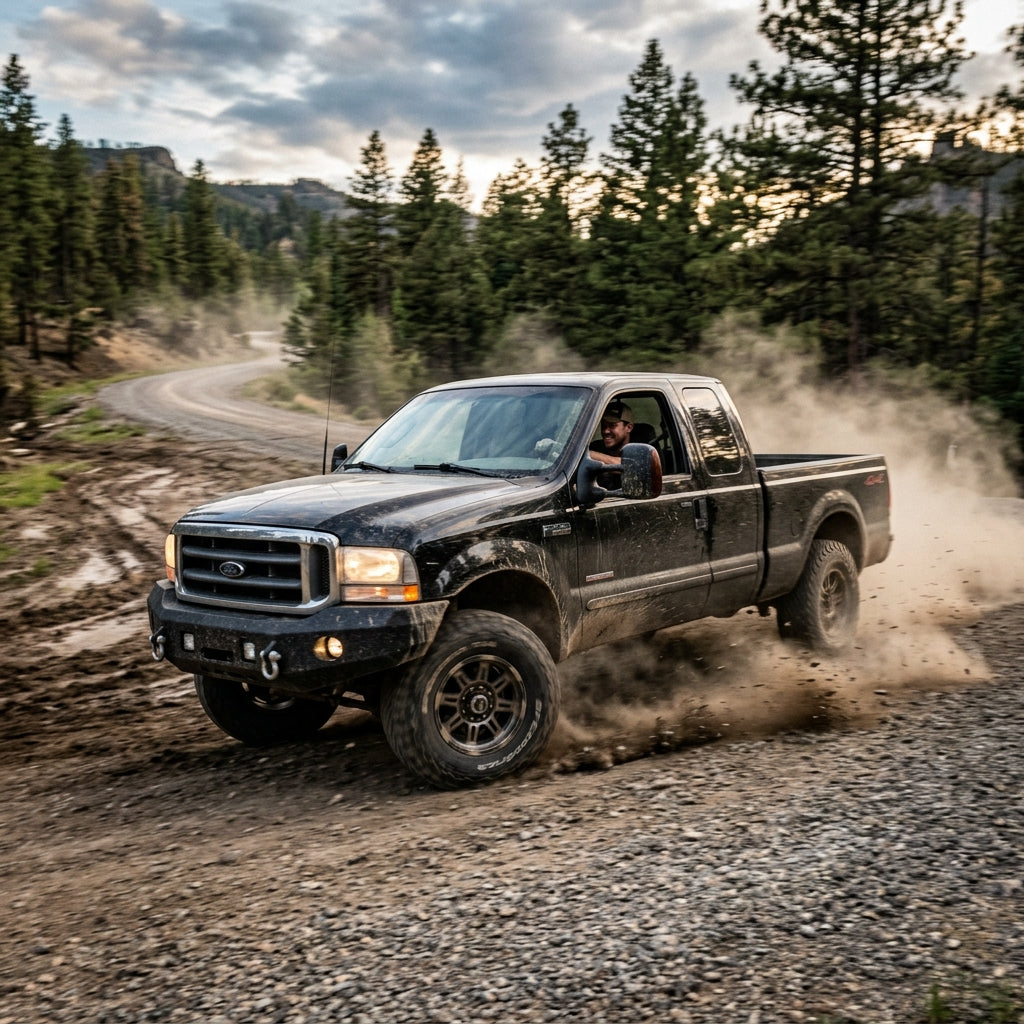 Action Shot: Ford Excursion,F-250,F-350,F-450,F-550 Driving Fast