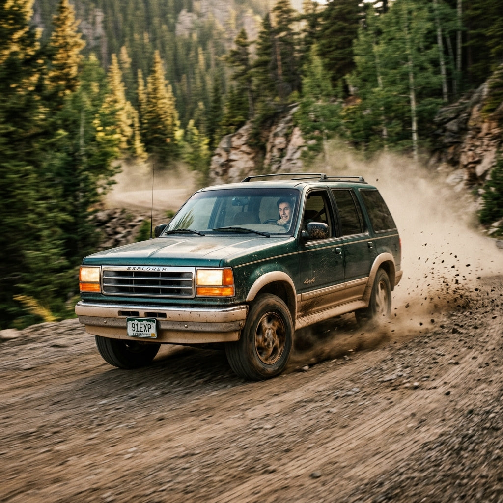 Action Shot: Ford Explorer Driving Fast