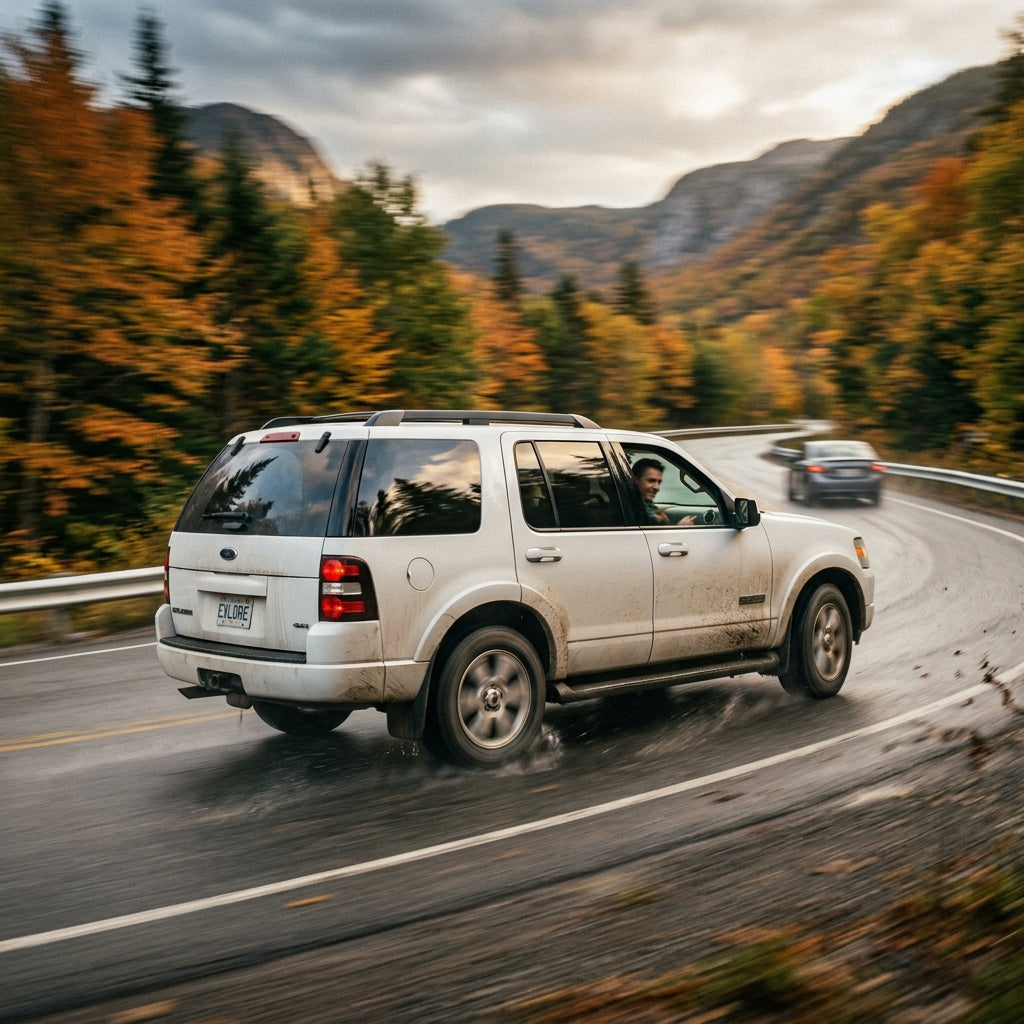 Action Shot: Ford Explorer Driving Fast