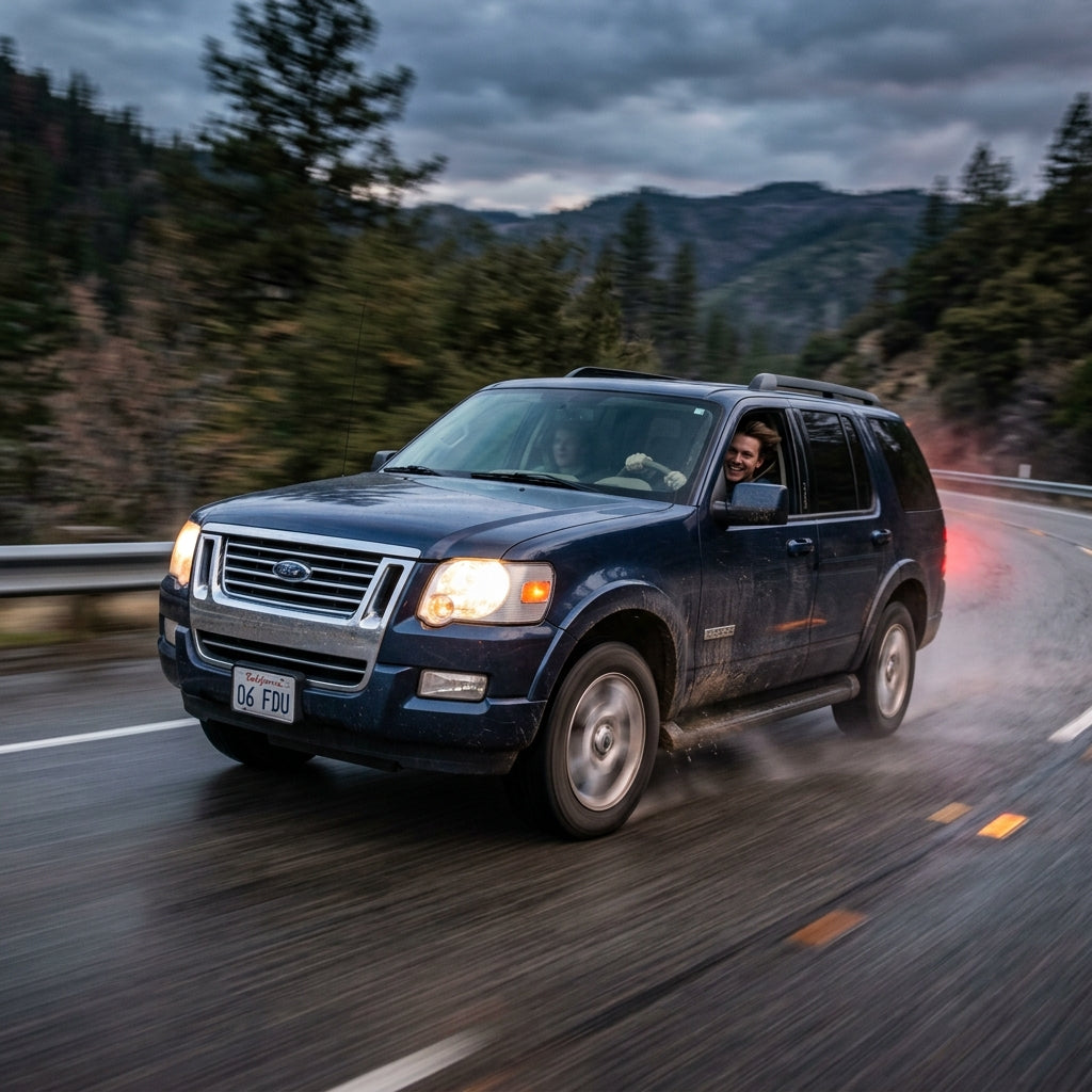Action Shot: Ford Explorer Driving Fast