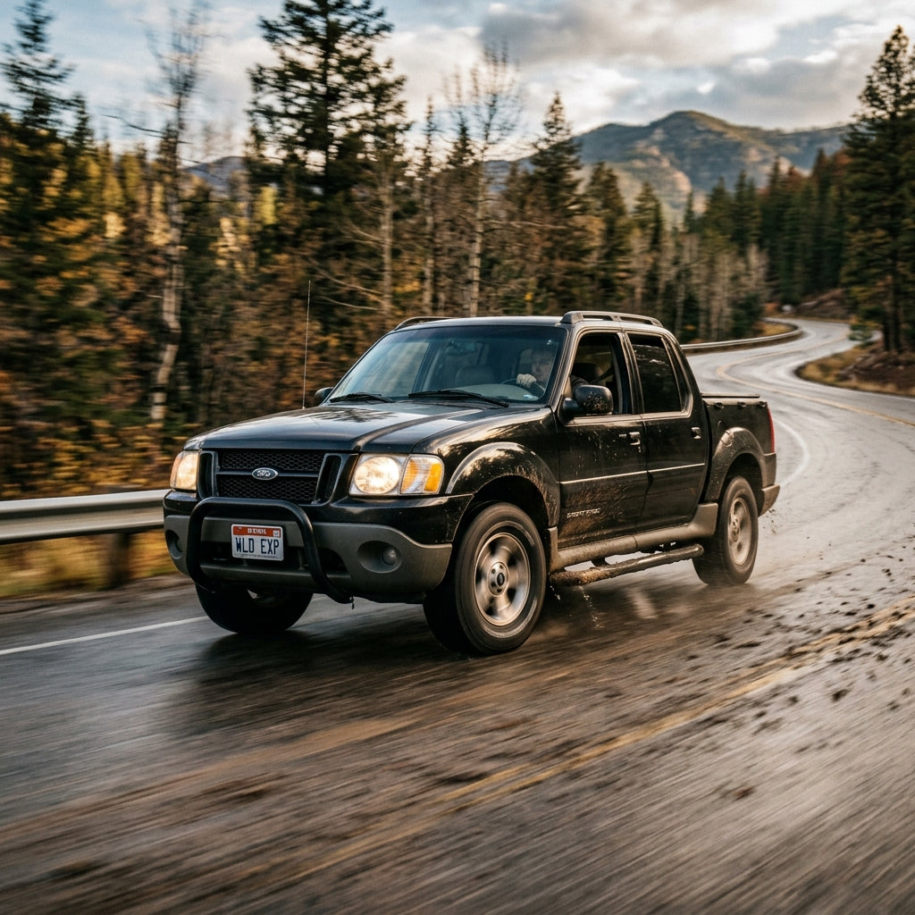Action Shot: Ford Explorer Sport Trac Driving Fast