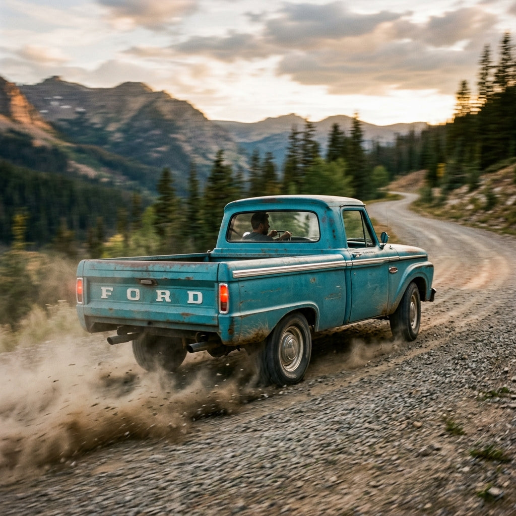 Action Shot: Ford F-100 Driving Fast
