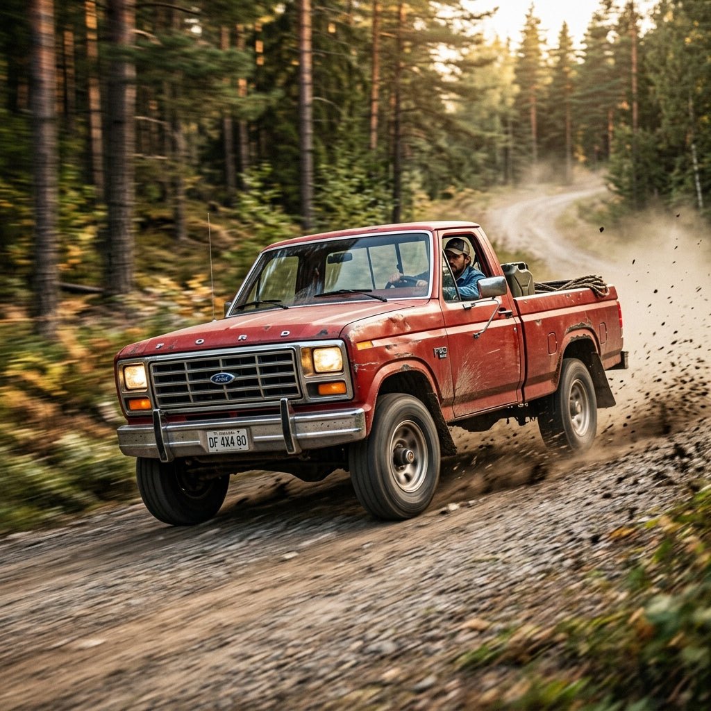 Action Shot: Ford F-100 Driving Fast