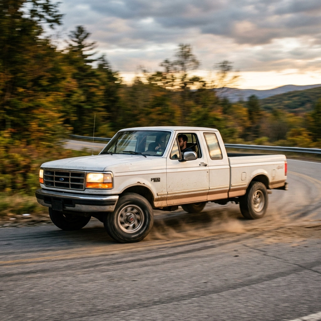 Action Shot: Ford F-100 Driving Fast