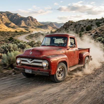Action Shot: Ford F-100 Driving Fast