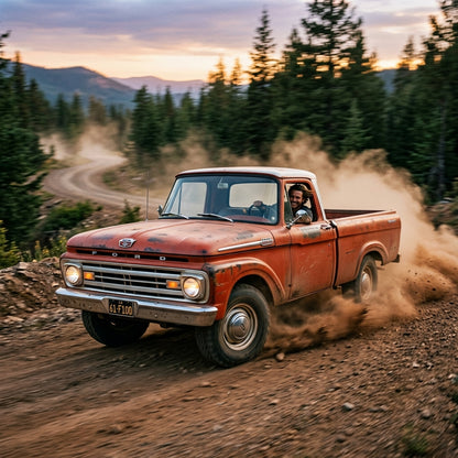 Action Shot: Ford F-100 Driving Fast