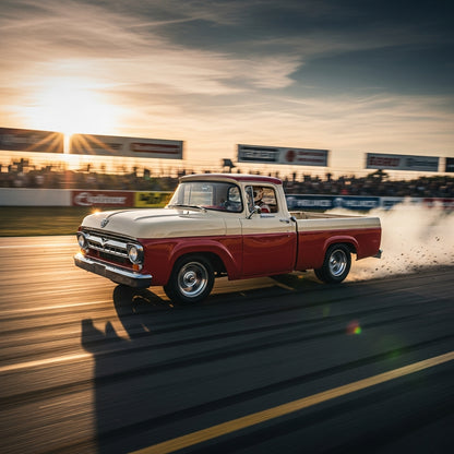 Action Shot: Ford F-100, F-150, F-250, Thunderbird Driving Fast