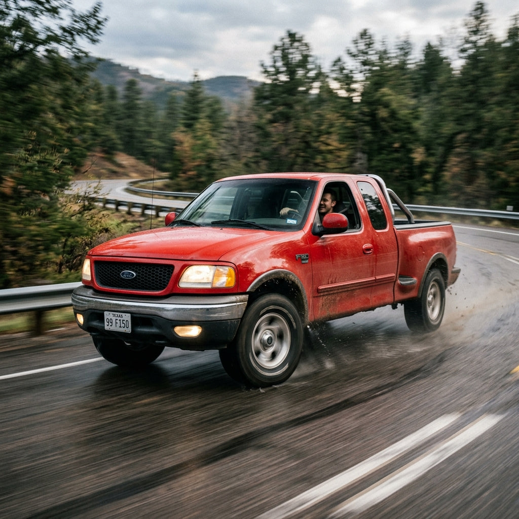 Action Shot: Ford F-150 Driving Fast