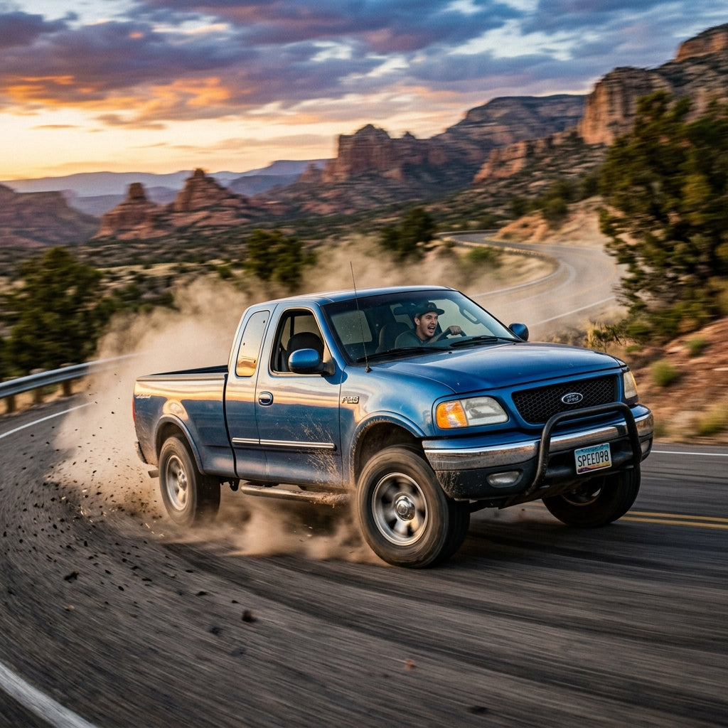 Action Shot: Ford F-150 Driving Fast