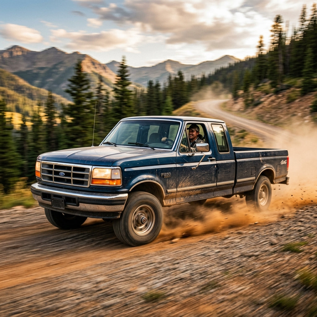 Action Shot: Ford F-250 Driving Fast