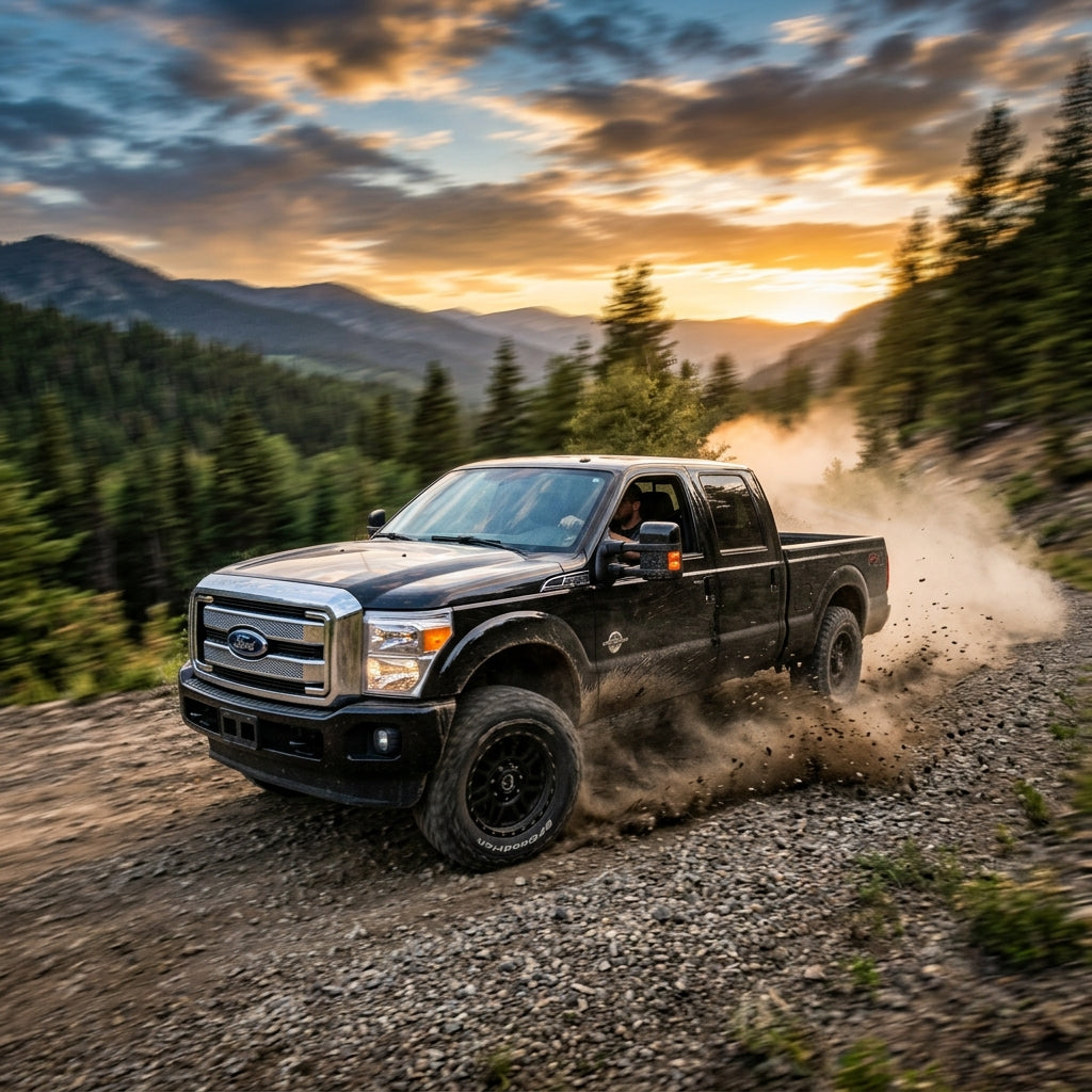 Action Shot: Ford F-250 Driving Fast