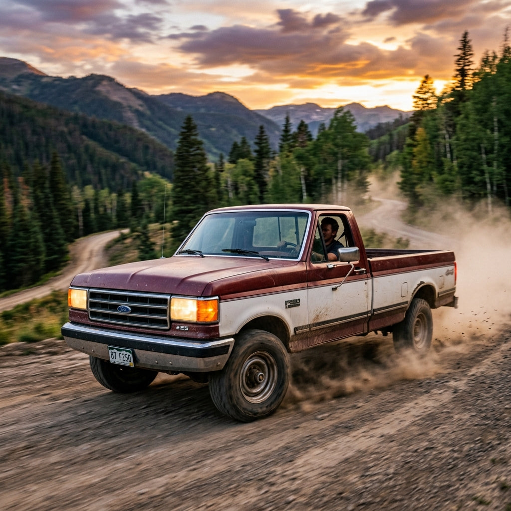 Action Shot: Ford F-250 Driving Fast