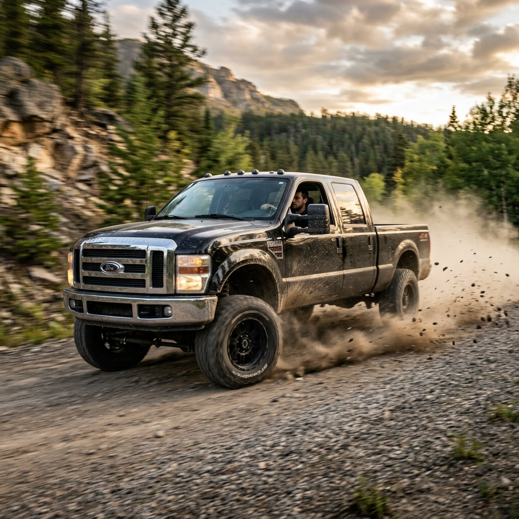 Action Shot: Ford F-250 Driving Fast