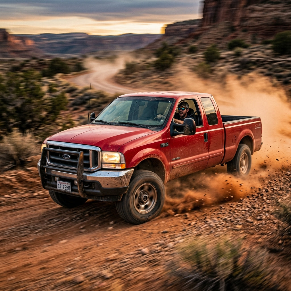 Action Shot: Ford F-250 Driving Fast