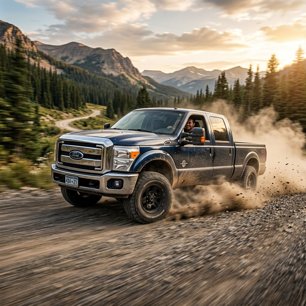 Action Shot: Ford F-250 Driving Fast