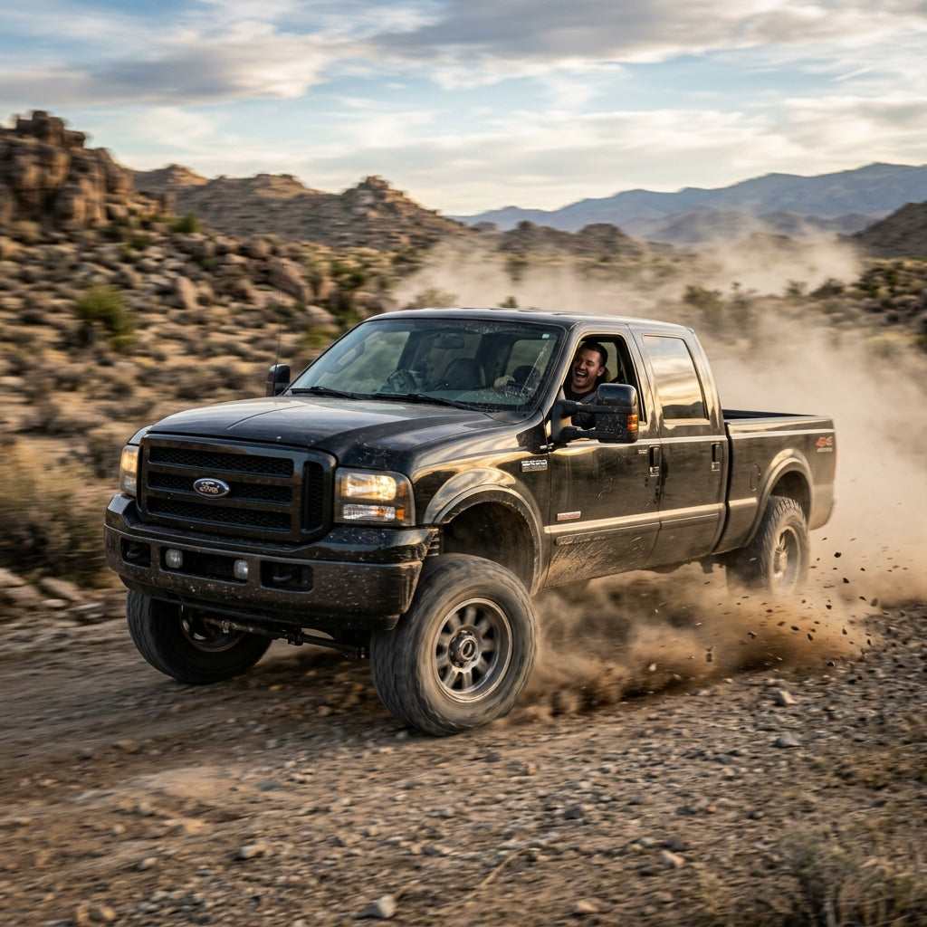 Action Shot: Ford F-250 Driving Fast