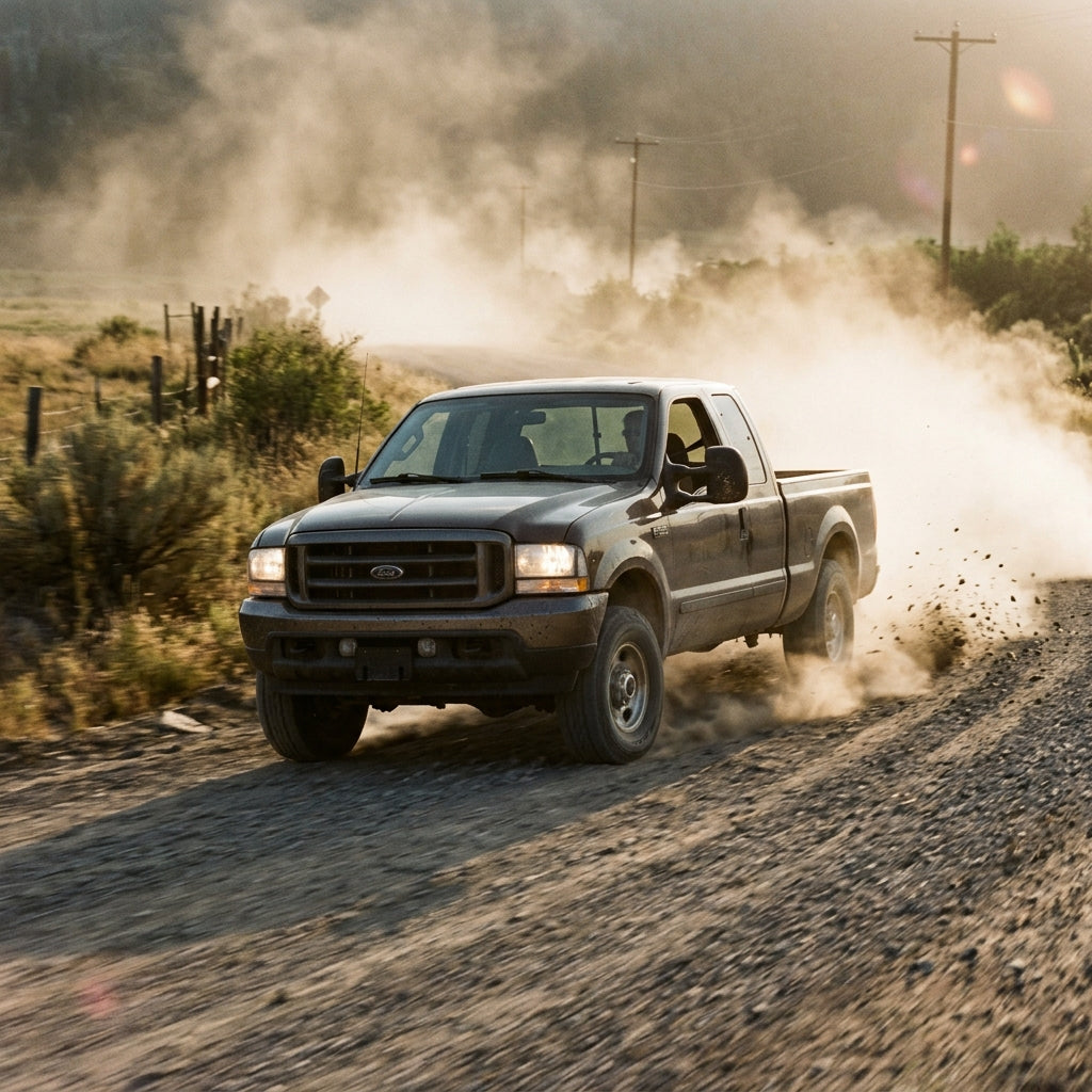 Action Shot: Ford F-250 Driving Fast