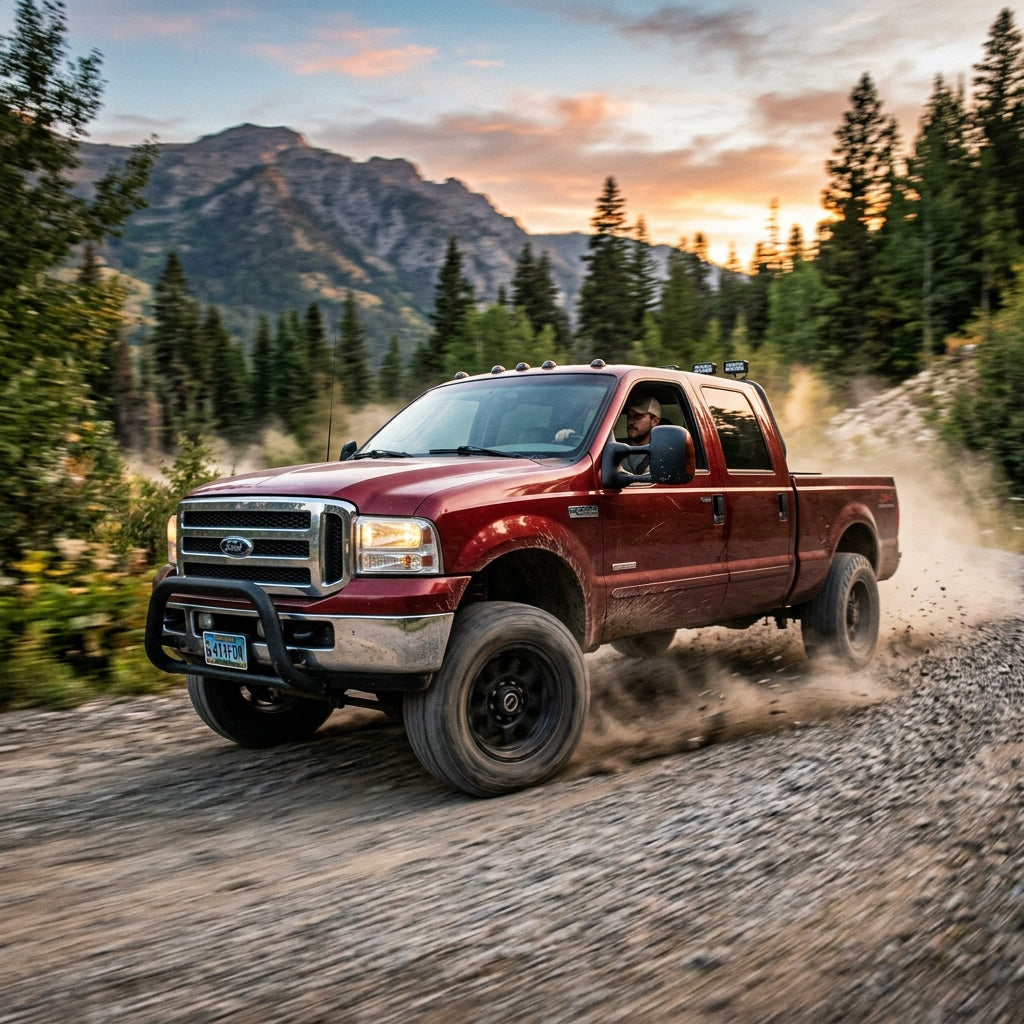 Action Shot: Ford F-250 Driving Fast