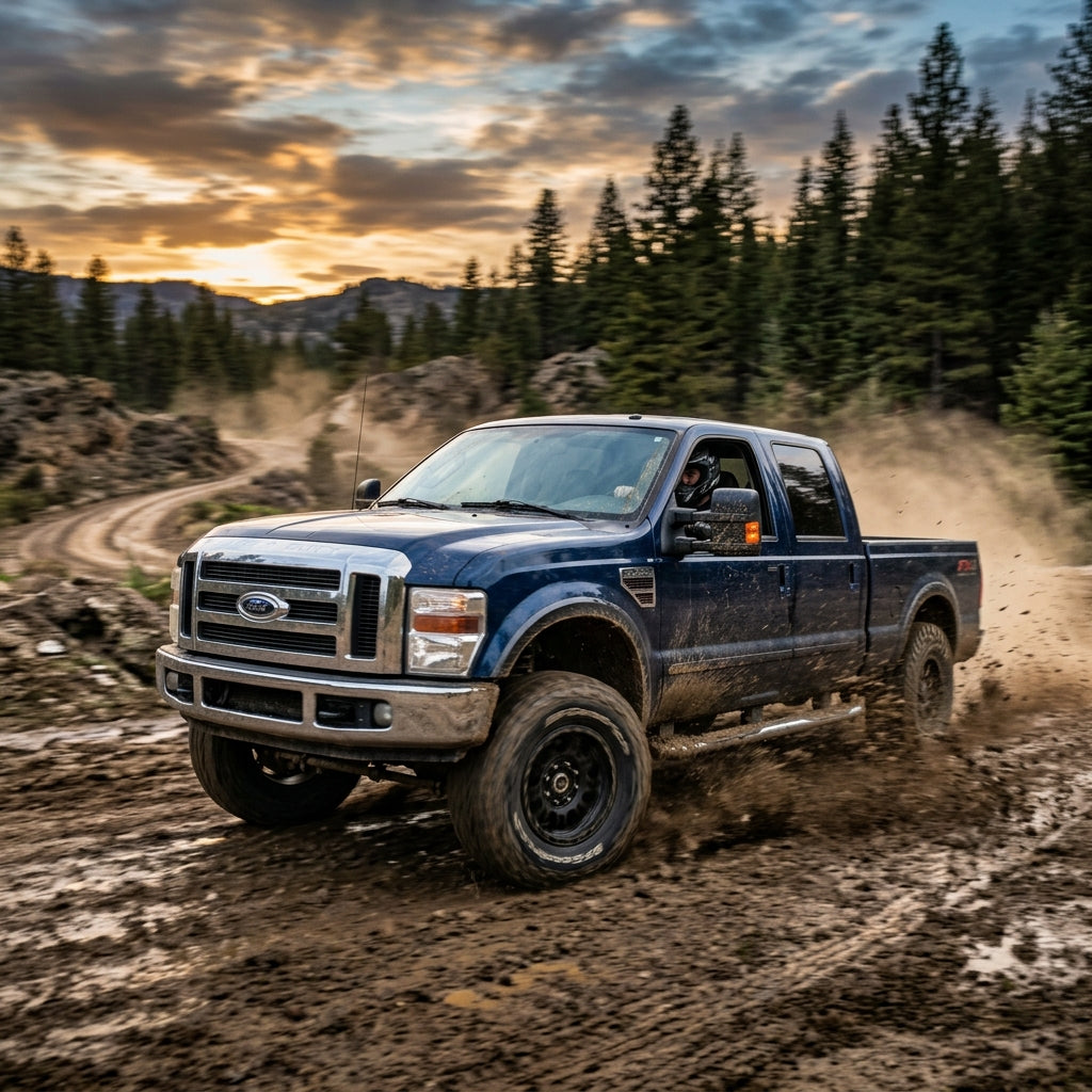 Action Shot: Ford F-250 Driving Fast