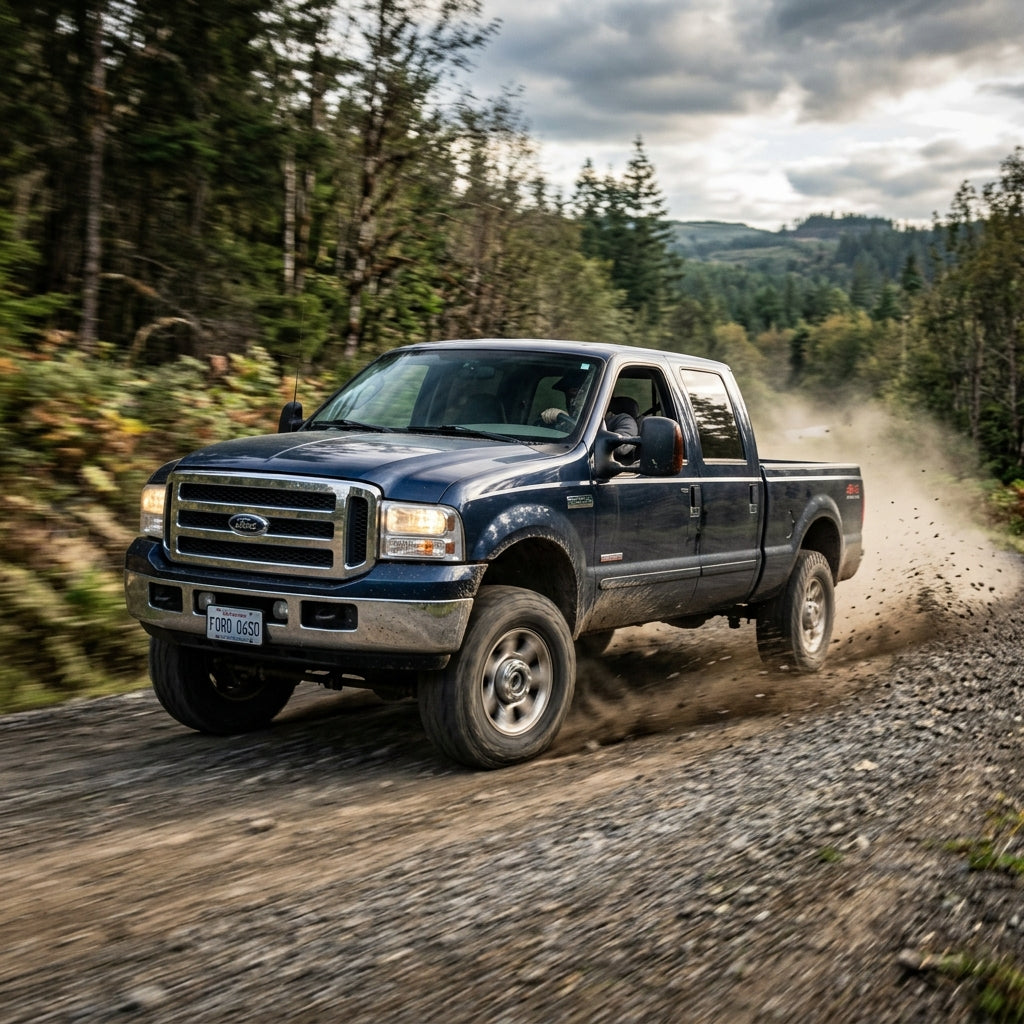 Action Shot: Ford F-250 Driving Fast