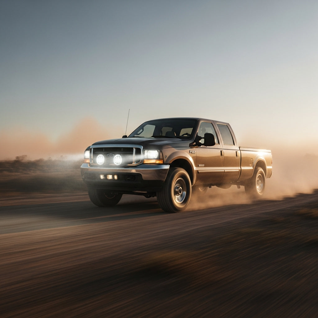 Action Shot: Ford F-250, F-350, F-450 Driving Fast
