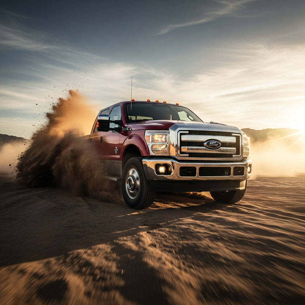 Action Shot: Ford F-250, F-350, F-450 Driving Fast