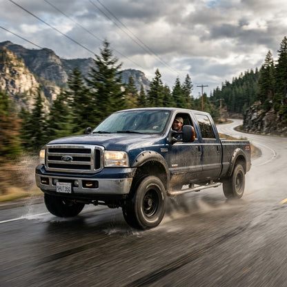 Action Shot: Ford F-350 Driving Fast