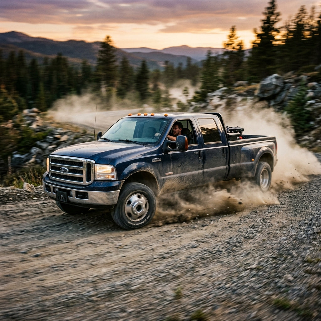 Action Shot: Ford F-350 Driving Fast