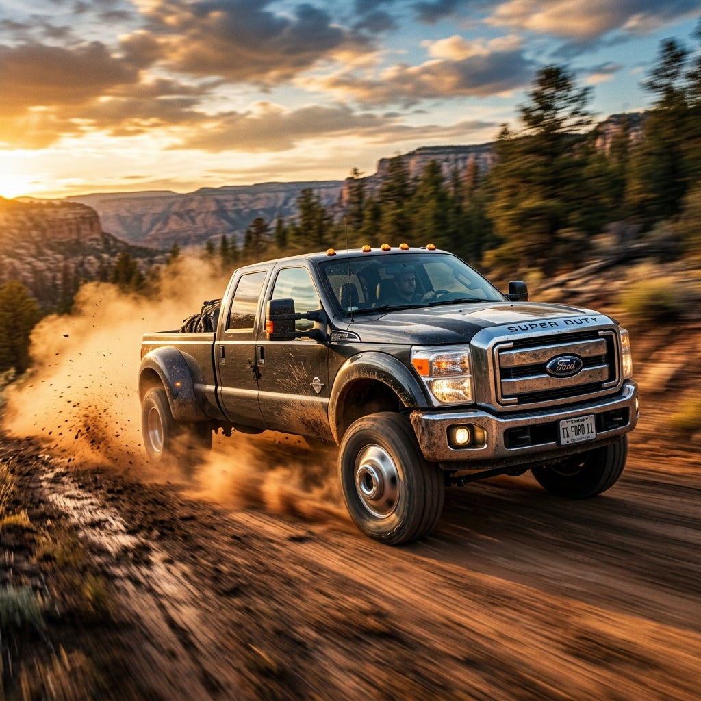 Action Shot: Ford F-350 Driving Fast