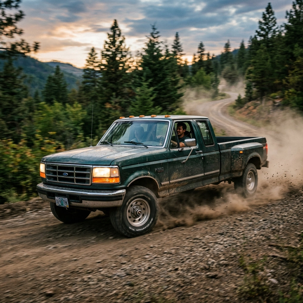 Action Shot: Ford F-350 Driving Fast