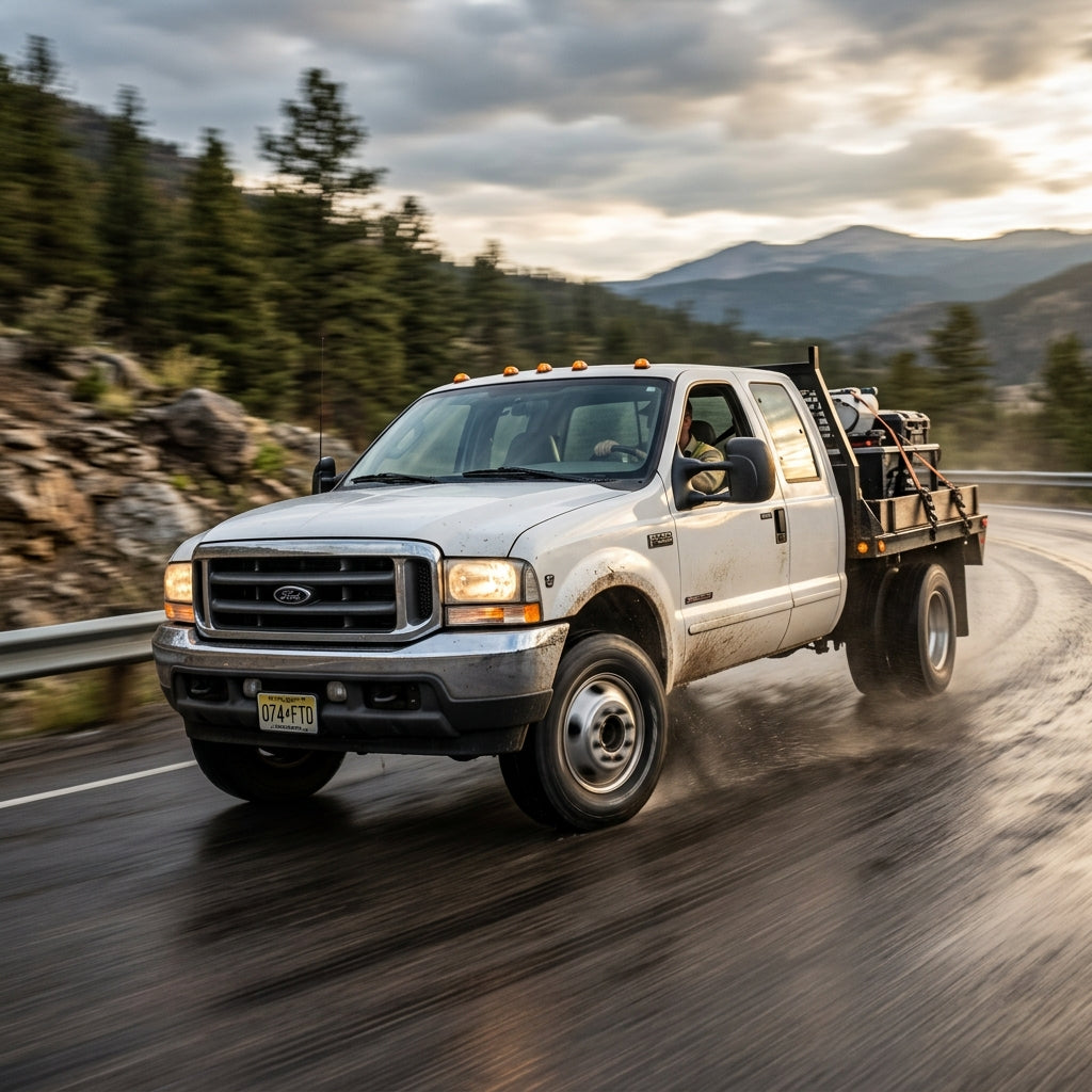 Action Shot: Ford F-550 Driving Fast
