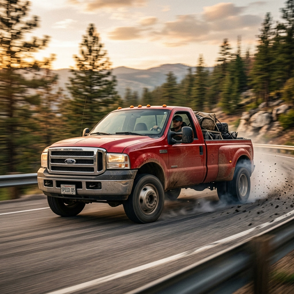 Action Shot: Ford F-550 Driving Fast