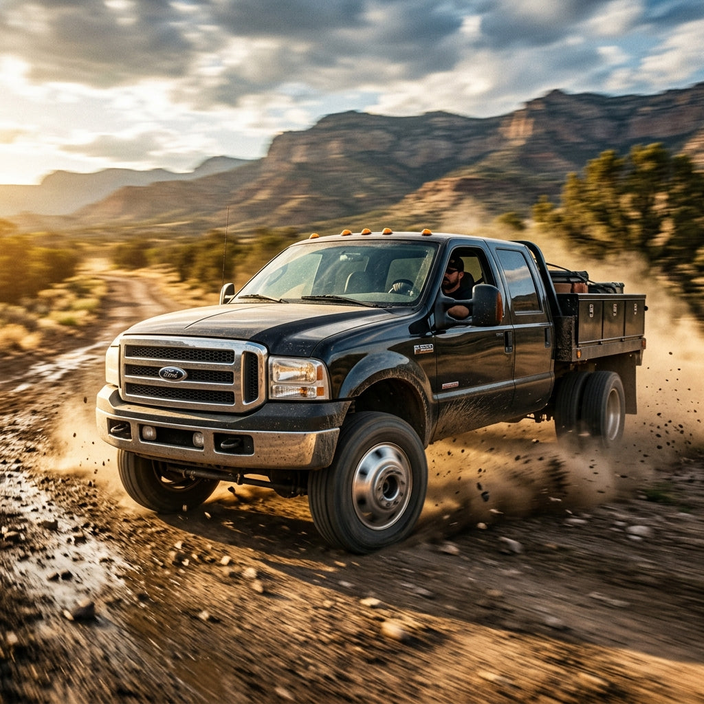 Action Shot: Ford F-550 Driving Fast