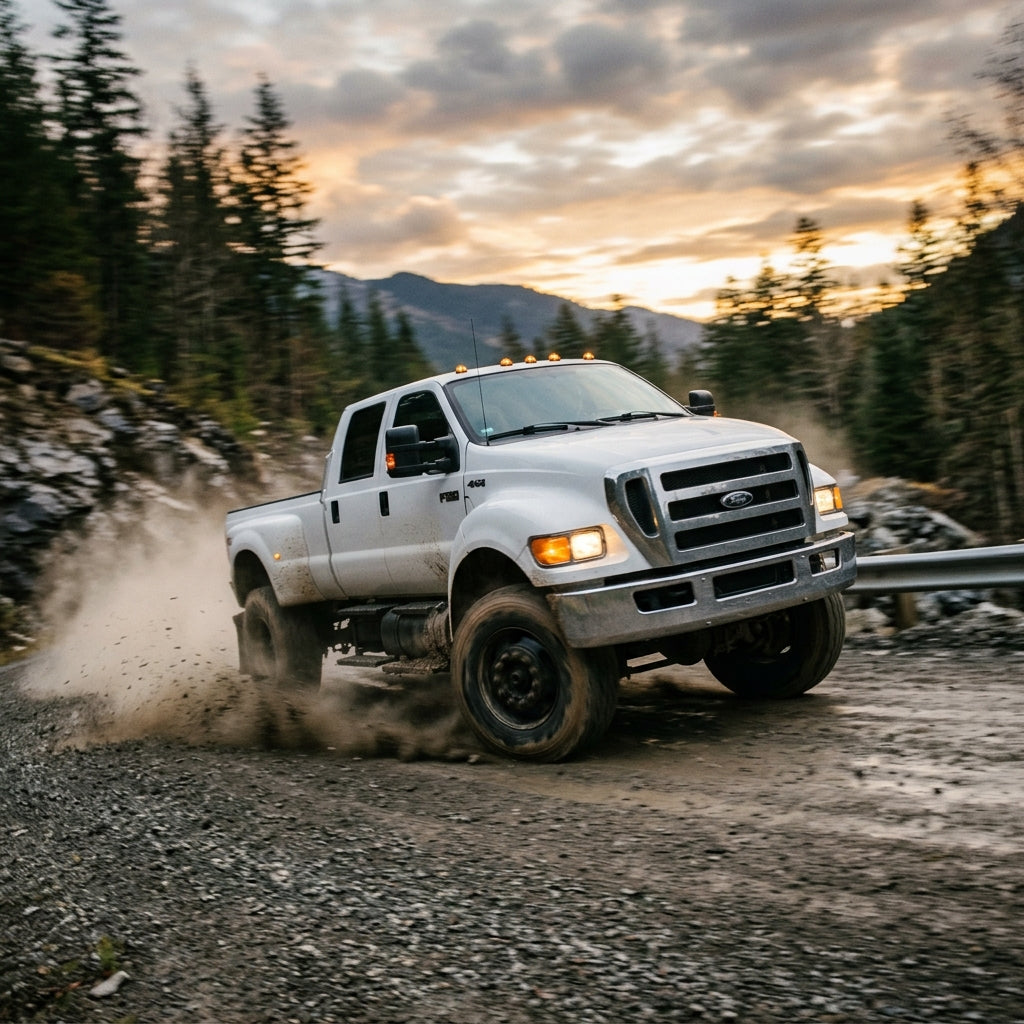 Action Shot: Ford F-750 Driving Fast