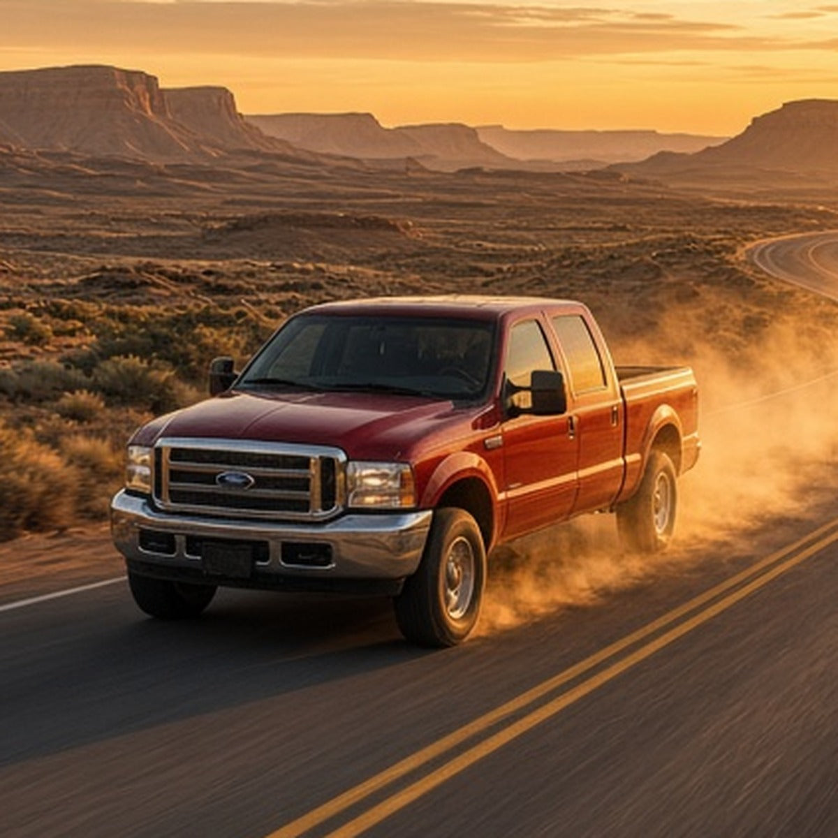 Exhaust Pipes with Gaskets for Ford F250 F350 (1999-2003) 7.3L Engine - Ford F-250 7.3L Powerstroke driving fast
