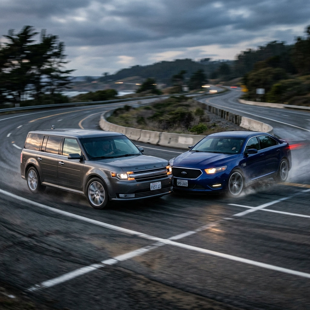 Action Shot: Ford Flex,Taurus Driving Fast