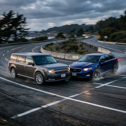 Action Shot: Ford Flex,Taurus Driving Fast