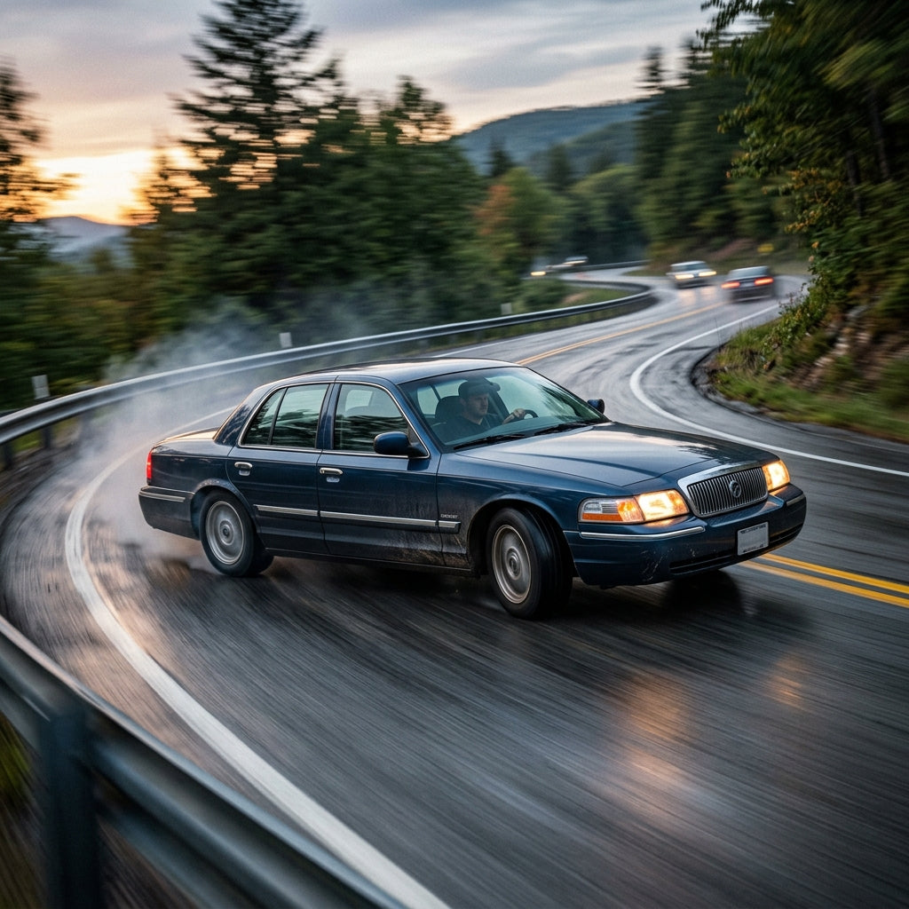 Action Shot: Ford Grand Marquis Driving Fast