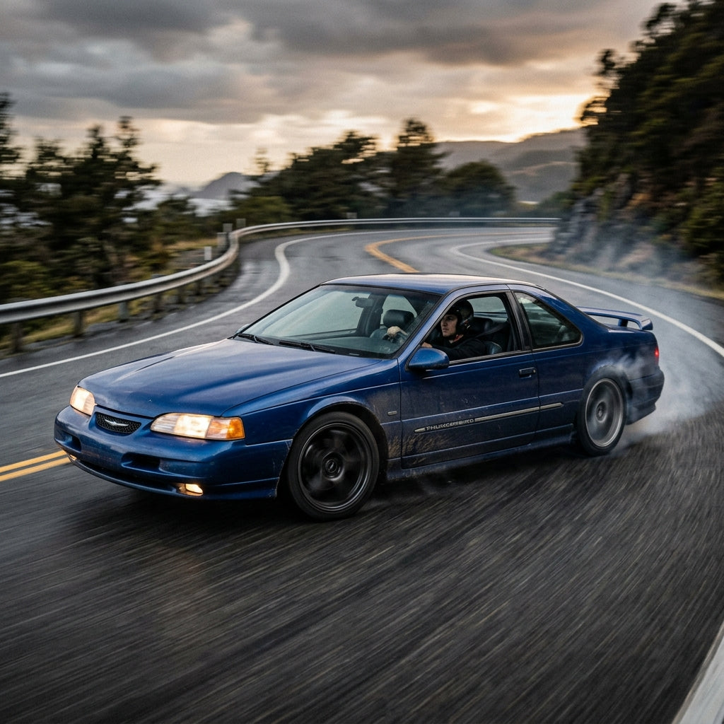Action Shot: Ford Grand Marquis,Thunderbird Driving Fast