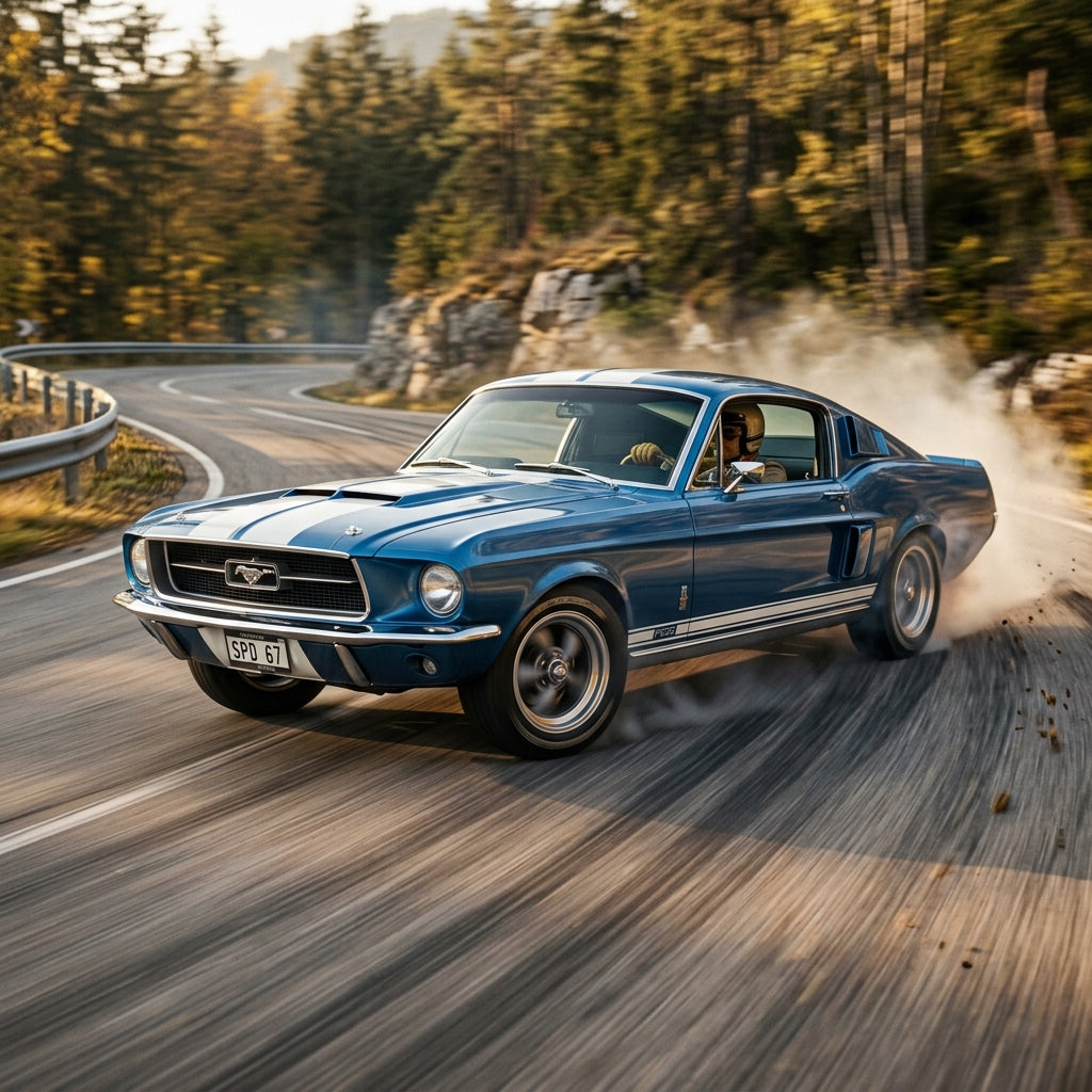 Action Shot: Ford Mustang Driving Fast