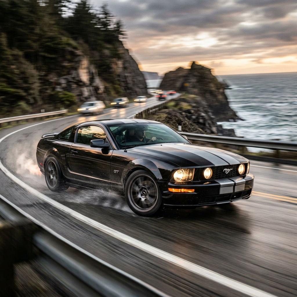 Action Shot: Ford Mustang Driving Fast