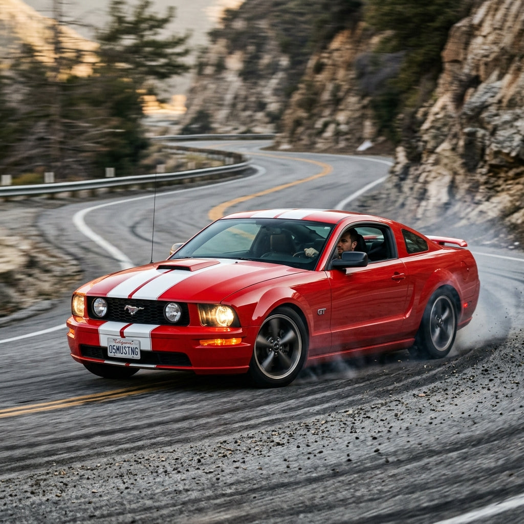 Action Shot: Ford Mustang Driving Fast