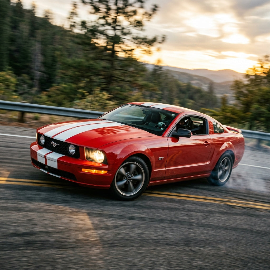 Action Shot: Ford Mustang Driving Fast